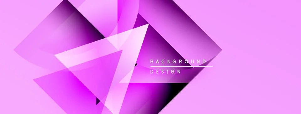 Abstract geometric shapes overlap, creating vibrant purple gradients. Modern Stock Illustration