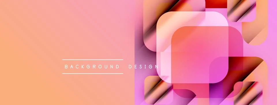 Abstract geometric shapes overlap, creating vibrant color gradients. Peach tones Illustrazione stock
