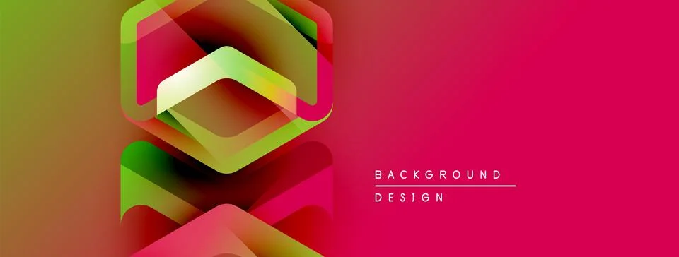 Abstract geometric shapes overlap, creating vibrant color gradients. Pink Illustrazione stock