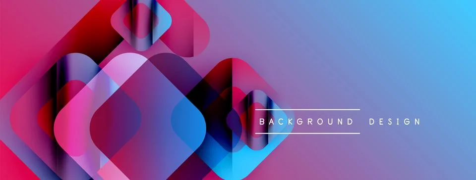 Abstract geometric shapes overlap, creating vibrant gradient effect. Blue, pink, 库存插图