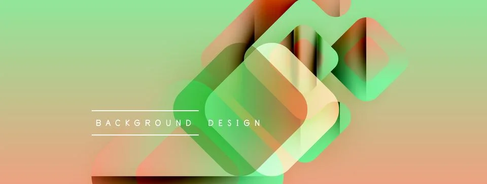 Abstract geometric shapes overlap, creating vibrant gradient background. Text Stock Illustration