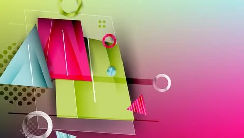 Abstract geometric shapes overlap, creating vibrant color gradients. Composition 스톡 일러스트