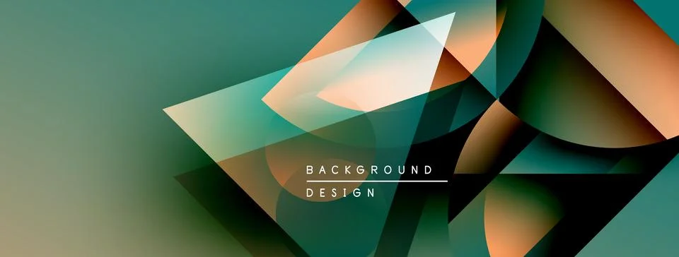 Abstract geometric shapes overlap, creating dynamic teal, orange gradients. Stock Illustration