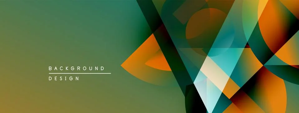Abstract geometric shapes overlap, creating vibrant color gradients. Design Stock Illustration