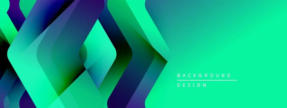 Abstract geometric shapes overlap, creating vibrant gradient effect. Green Illustrazione stock