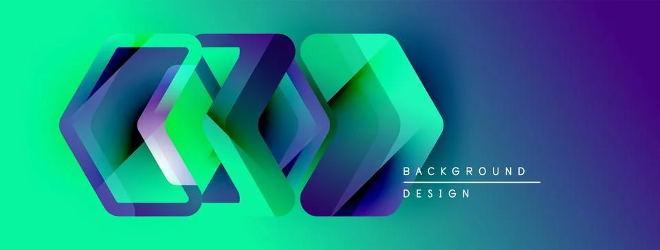 Abstract geometric shapes overlap, creating vibrant gradient effect. Modern Stock Illustration