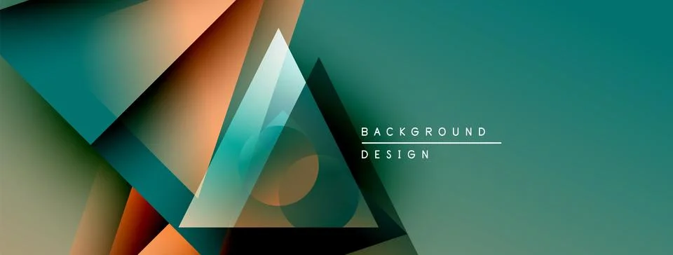 Abstract geometric shapes overlap, creating dynamic teal, orange gradients. Stock Illustration