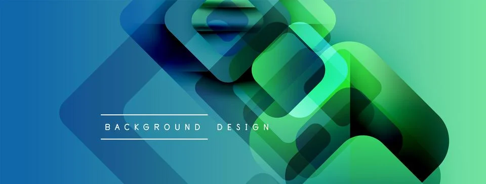 Abstract geometric shapes overlap, creating vibrant bluegreen gradient. Modern Stock Illustration
