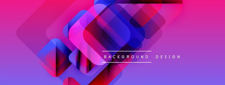 Abstract geometric shapes overlap, creating vibrant gradient effect. Pink, Stock Illustration