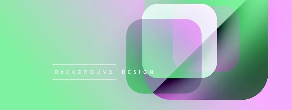 Abstract geometric shapes overlap, creating vibrant pastel gradients. Mint, Stock Illustration