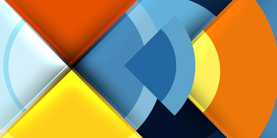 Abstract geometric shapes overlap, creating dynamic composition. Bright colors 스톡 일러스트