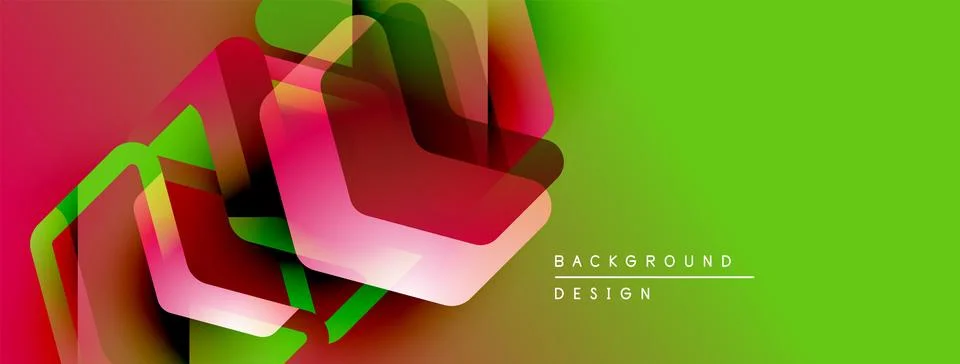 Abstract geometric shapes overlap, creating vibrant color gradients. Green Illustrazione stock