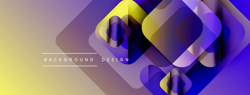 Abstract geometric shapes overlap, creating vibrant gradient effect. Yellow, Stock Illustration