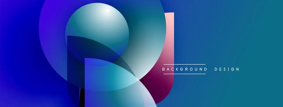 Abstract geometric shapes overlap, creating vibrant blue gradient effect. Modern Stock Illustration