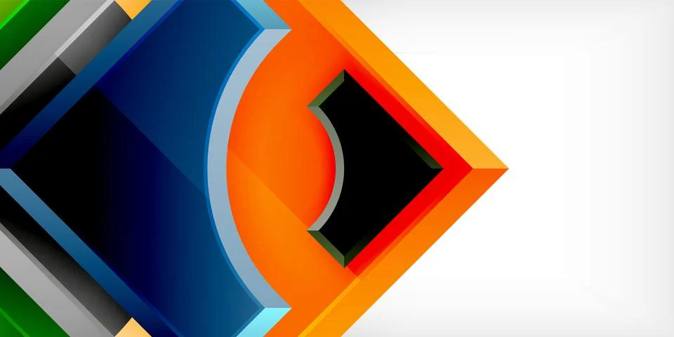 Abstract geometric shapes overlap, creating dynamic composition. Bright colors 库存插图