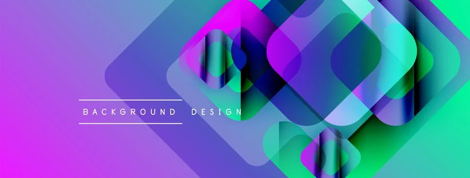 Abstract geometric shapes overlap, creating vibrant purple, green gradients. 스톡 일러스트