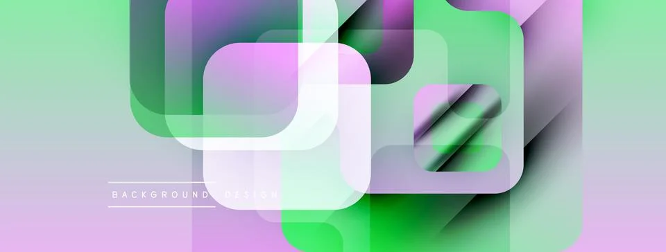 Abstract geometric shapes overlap creating vibrant, modern background. Soft 库存插图