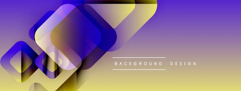 Abstract geometric shapes overlap, creating vibrant gradient effect. Purple, Stock Illustration
