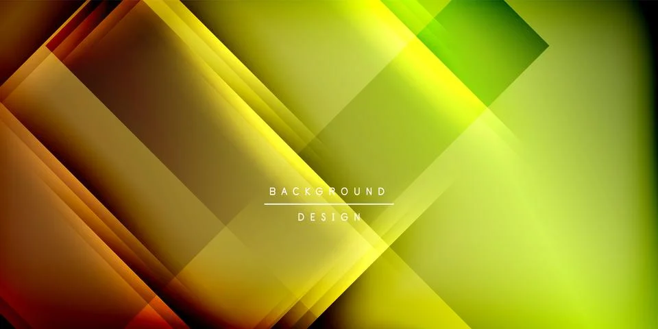 Abstract geometric shapes overlap, creating vibrant yellow, green, brown Illustrazione stock