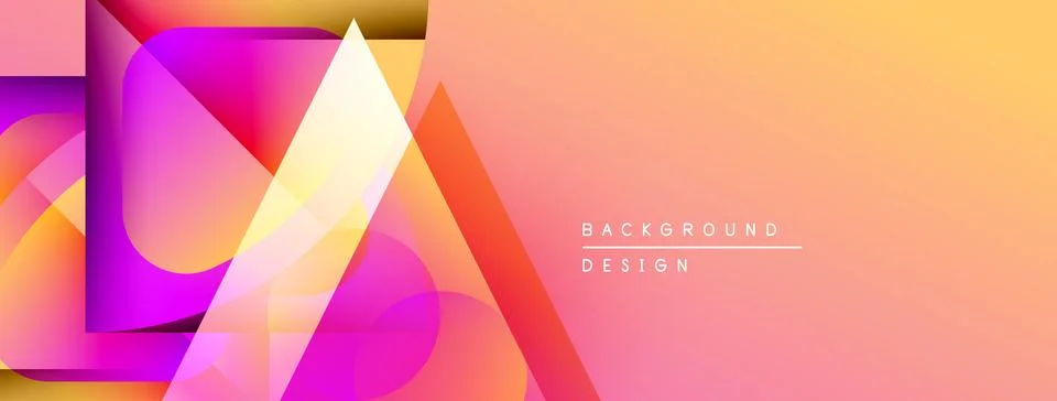 Abstract geometric shapes overlap, creating vibrant color gradients. Warm tones Illustrazione stock
