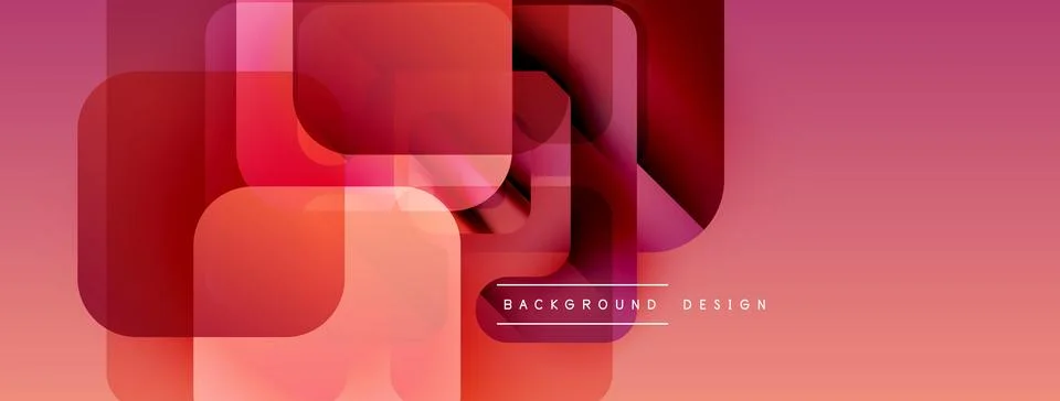 Abstract geometric shapes overlap, creating vibrant pink gradient background. 스톡 일러스트