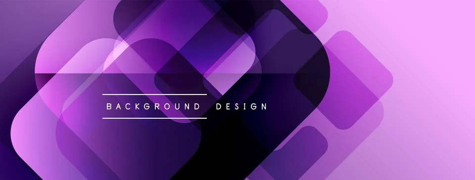 Abstract geometric shapes overlap, creating vibrant purple gradient background. 스톡 일러스트
