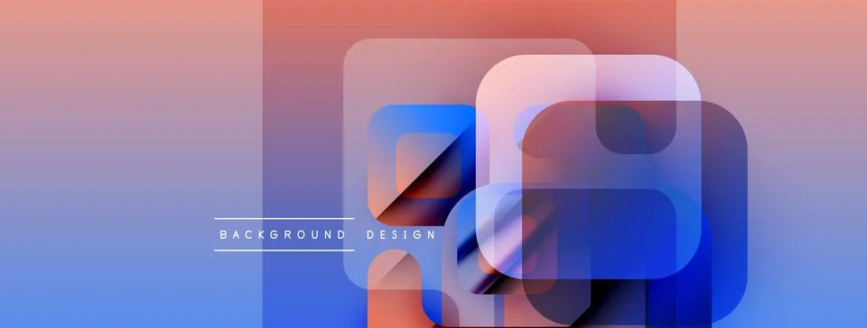 Abstract geometric shapes overlap, creating vibrant gradient background. Blue, 스톡 일러스트