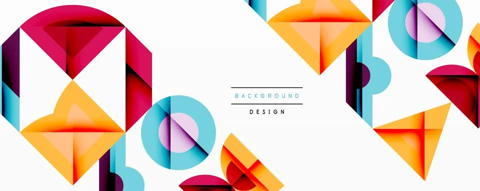 Abstract geometric shapes overlap, creating vibrant colorful design. Background Stock Illustration