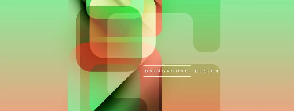 Abstract geometric shapes overlap, creating vibrant gradient background. Modern Stock Illustration