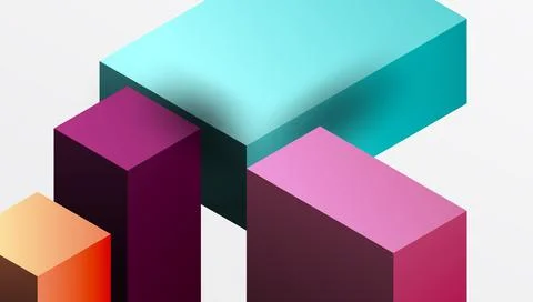 Abstract geometric shapes overlap, creating layered visual effect. Colors 库存插图