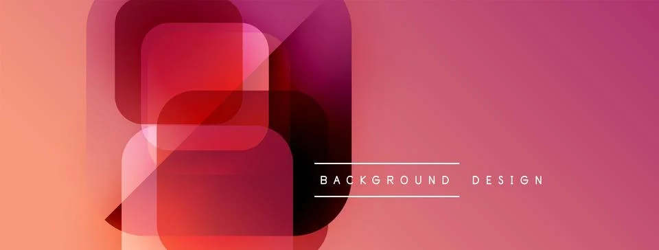 Abstract geometric shapes overlap, creating vibrant gradient effect. Pink, Illustrazione stock