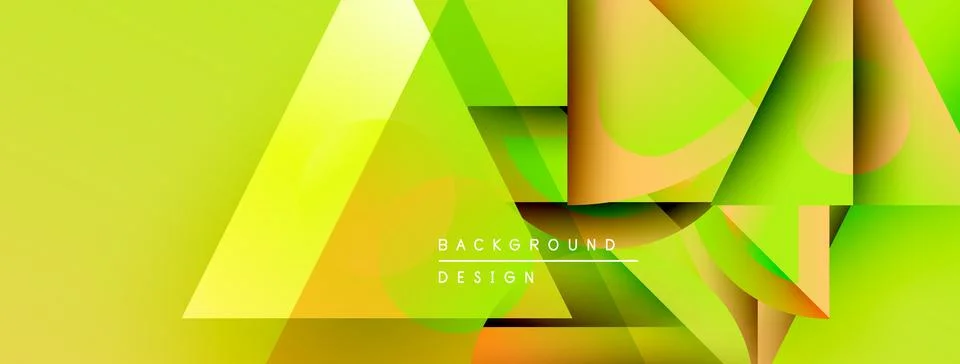 Abstract geometric shapes overlap, creating vibrant green, yellow gradients. Stock Illustration