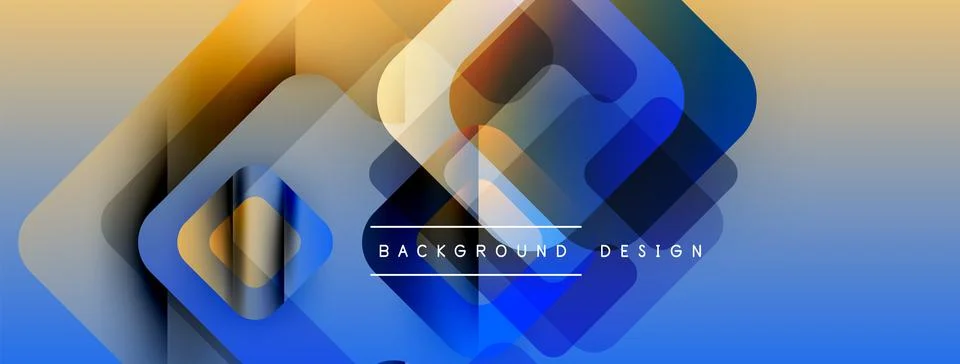 Abstract geometric shapes overlap, creating vibrant blue, orange gradient. Text 스톡 일러스트