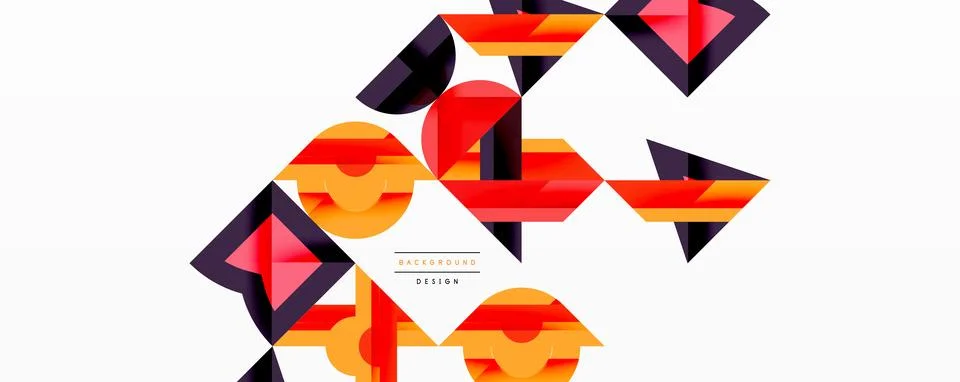 Abstract geometric shapes overlap, creating dynamic visual texture. Orange, red, Stock Illustration