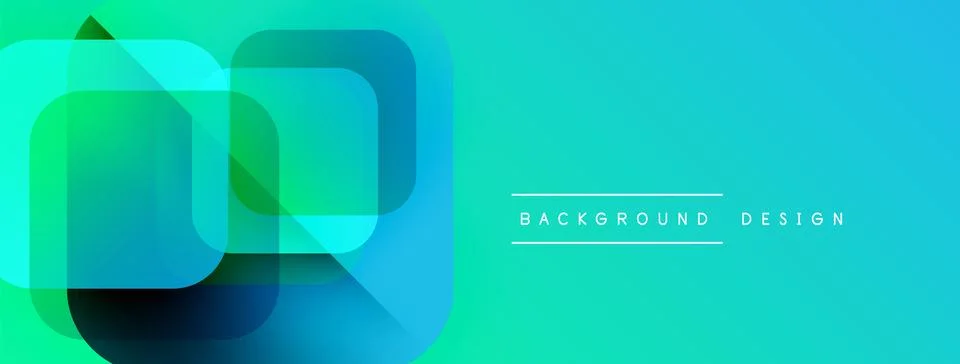 Abstract geometric shapes overlap, creating vibrant turquoise gradient. Modern 스톡 일러스트