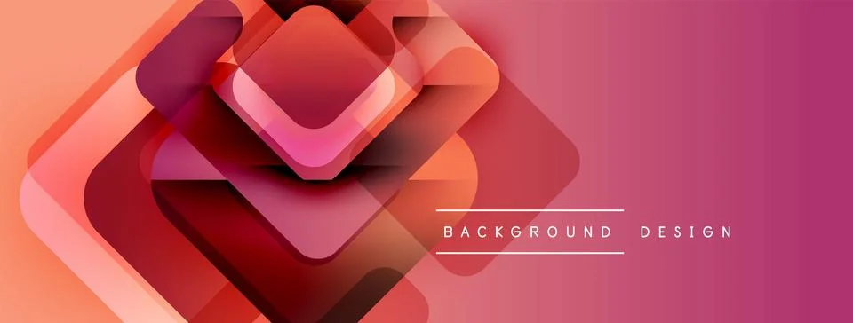 Abstract geometric shapes overlap, creating vibrant gradient effect. Warm colors Illustrazione stock