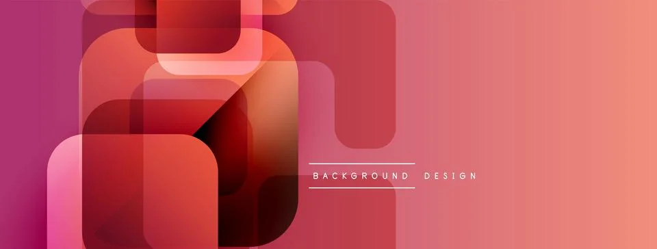 Abstract geometric shapes overlap, creating vibrant gradient effect. Warm reds, Illustrazione stock