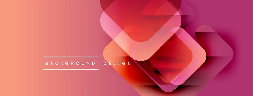 Abstract geometric shapes overlap, creating vibrant gradient background. Peach, Illustrazione stock