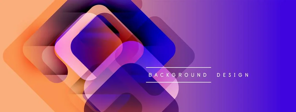 Abstract geometric shapes overlap, creating vibrant gradient effect. Orange, Illustrazione stock