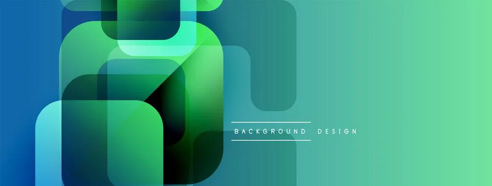 Abstract geometric shapes overlap, creating vibrant gradient effect. Modern Illustrazione stock