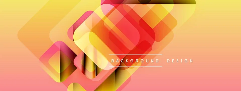 Abstract geometric shapes overlap, creating vibrant gradient background. Warm Illustrazione stock