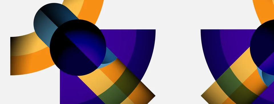 Abstract geometric shapes overlap, creating vibrant color gradients. Composition Stock Illustration