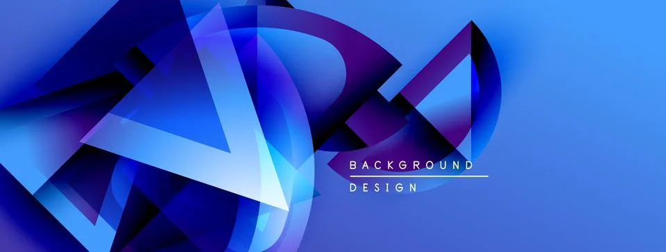 Abstract geometric shapes overlap, creating dynamic blue gradient effect. Modern Illustrazione stock