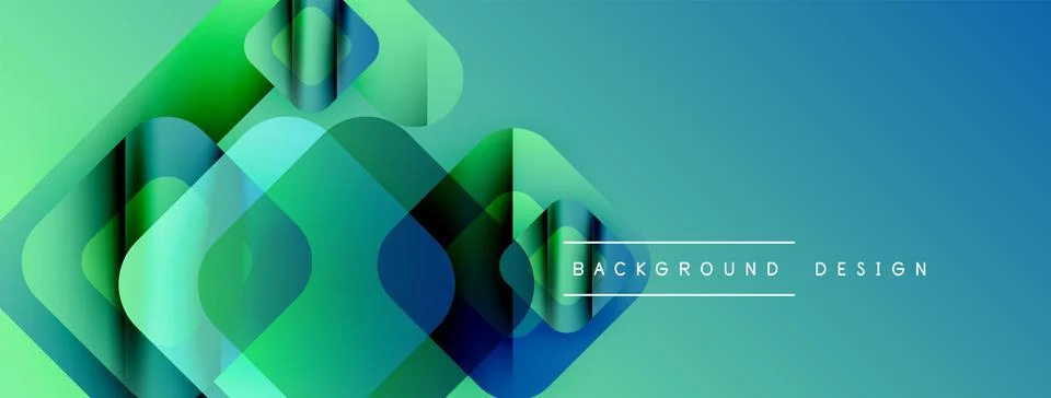 Abstract geometric shapes overlap, creating vibrant gradient effect. Modern Illustrazione stock