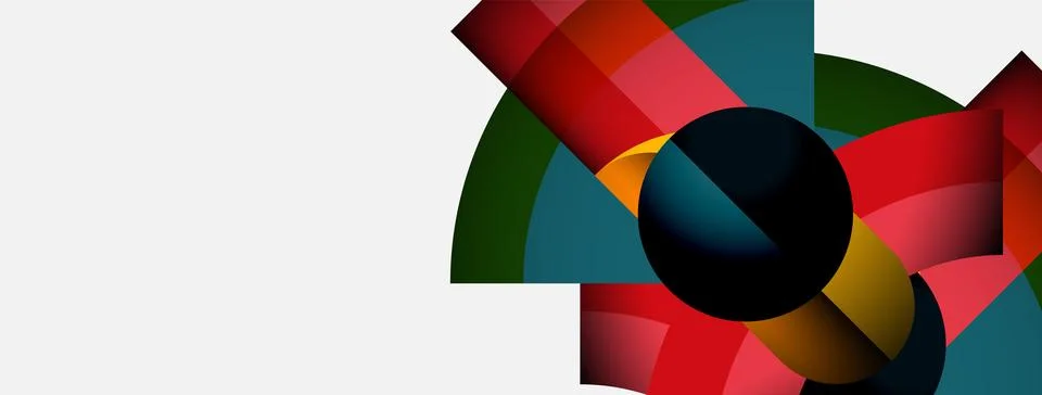 Abstract geometric shapes overlap, creating vibrant color blocks. Design Illustrazione stock