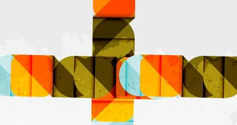 Abstract geometric shapes overlap, creating cross pattern. Warm colors dominate, イラスト素材