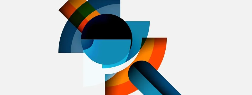 Abstract geometric shapes overlap, creating vibrant color combinations. 库存插图