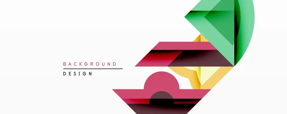 Abstract geometric shapes overlap, creating dynamic composition. Colors include Stock Illustration