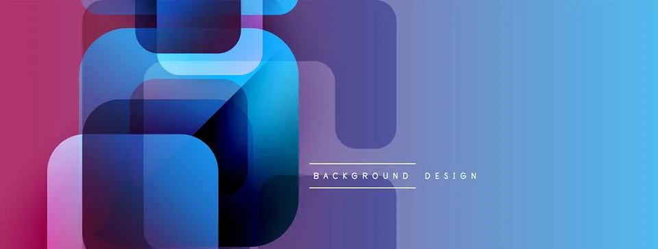 Abstract geometric shapes overlap, creating vibrant blue, purple gradients. 库存插图