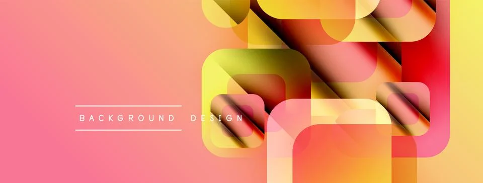 Abstract geometric shapes overlap, creating vibrant gradient effect. Pink, イラスト素材